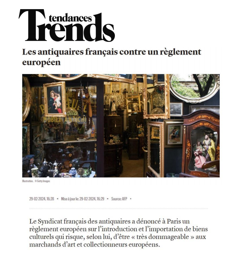 TRENDS - Les antiquaires français contre un règlement européen