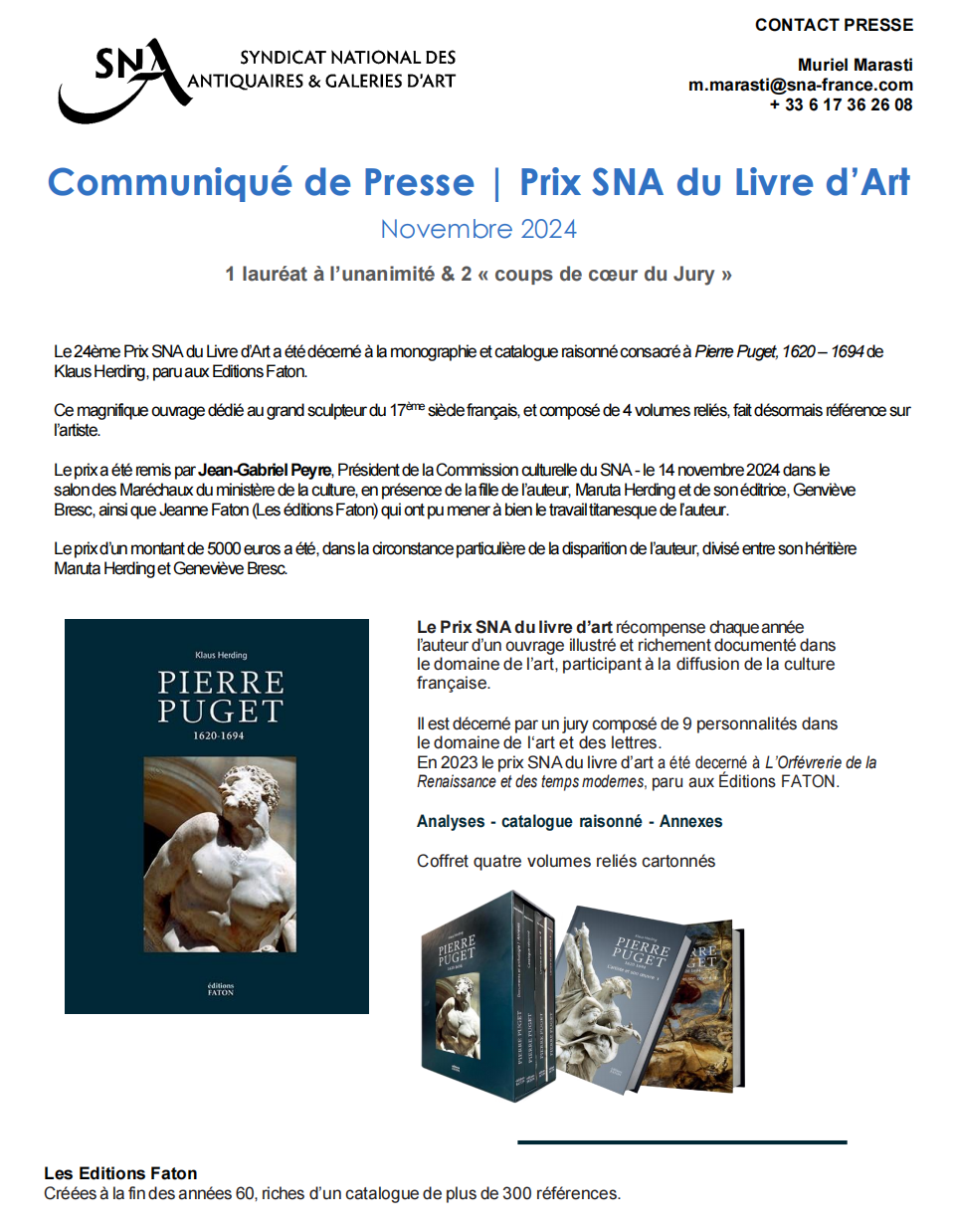 COMMUNIQUÉ DE PRESSE - Prix SNA du Livre d'art 2024
