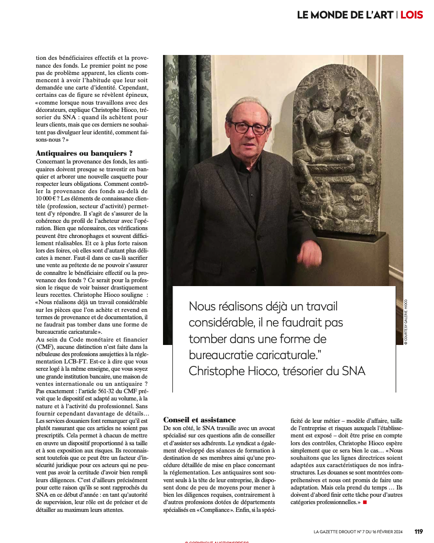 LA GAZETTE DROUOT - Réglementation LCB-FT - un dispositif inapproprié pour les antiquaires ?