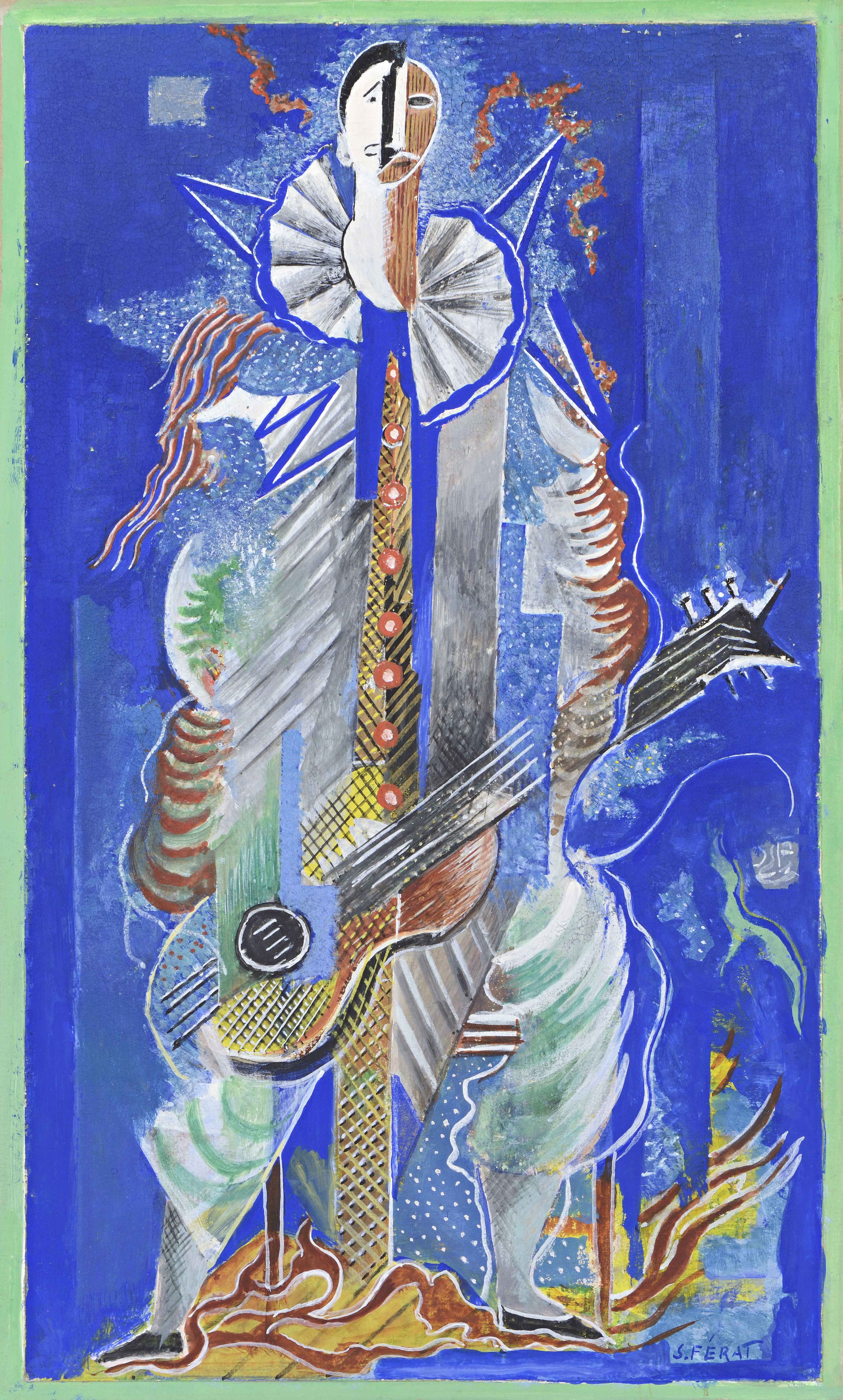 Arlequin sur fond bleu