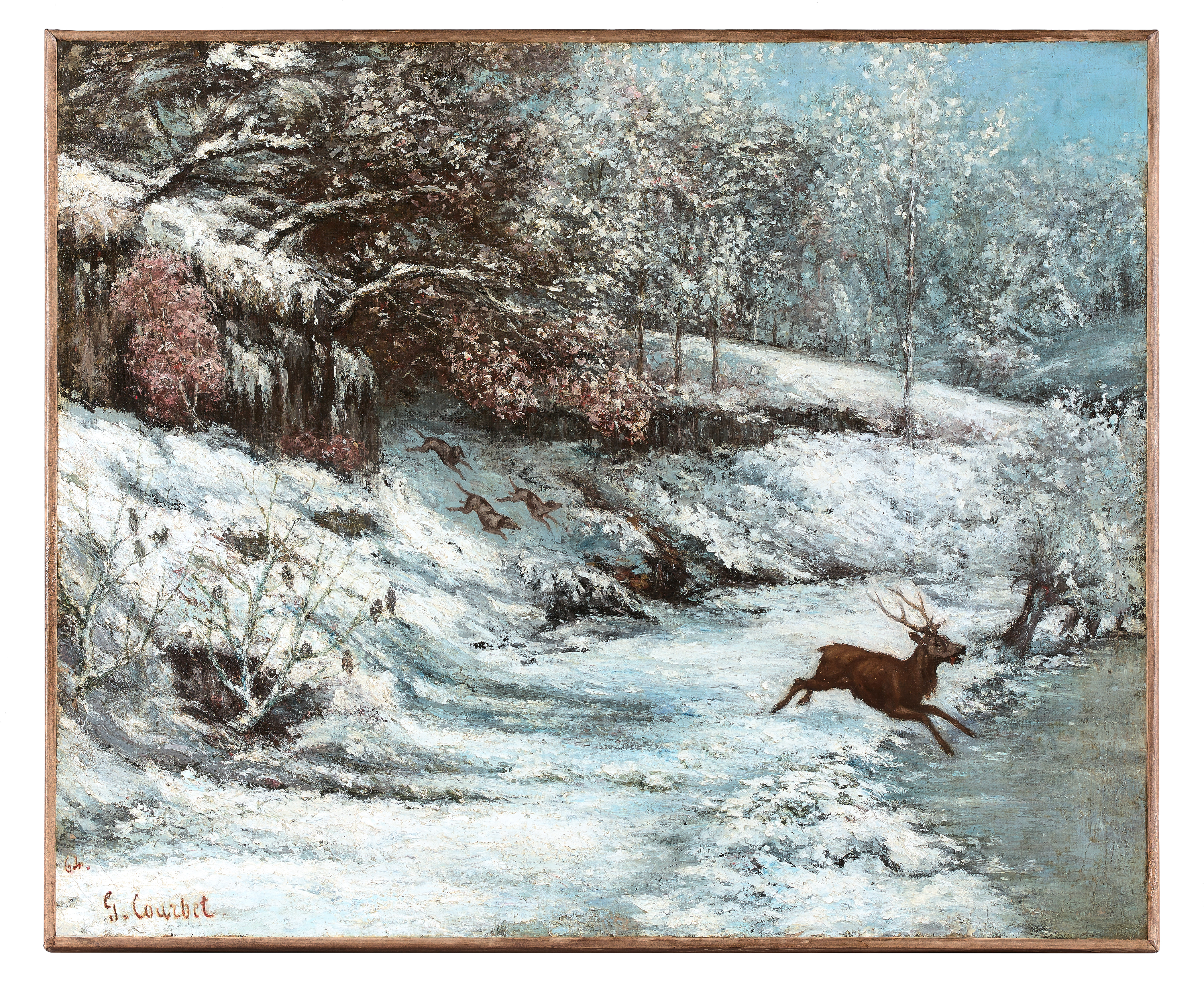 Scène de chasse sous la neige