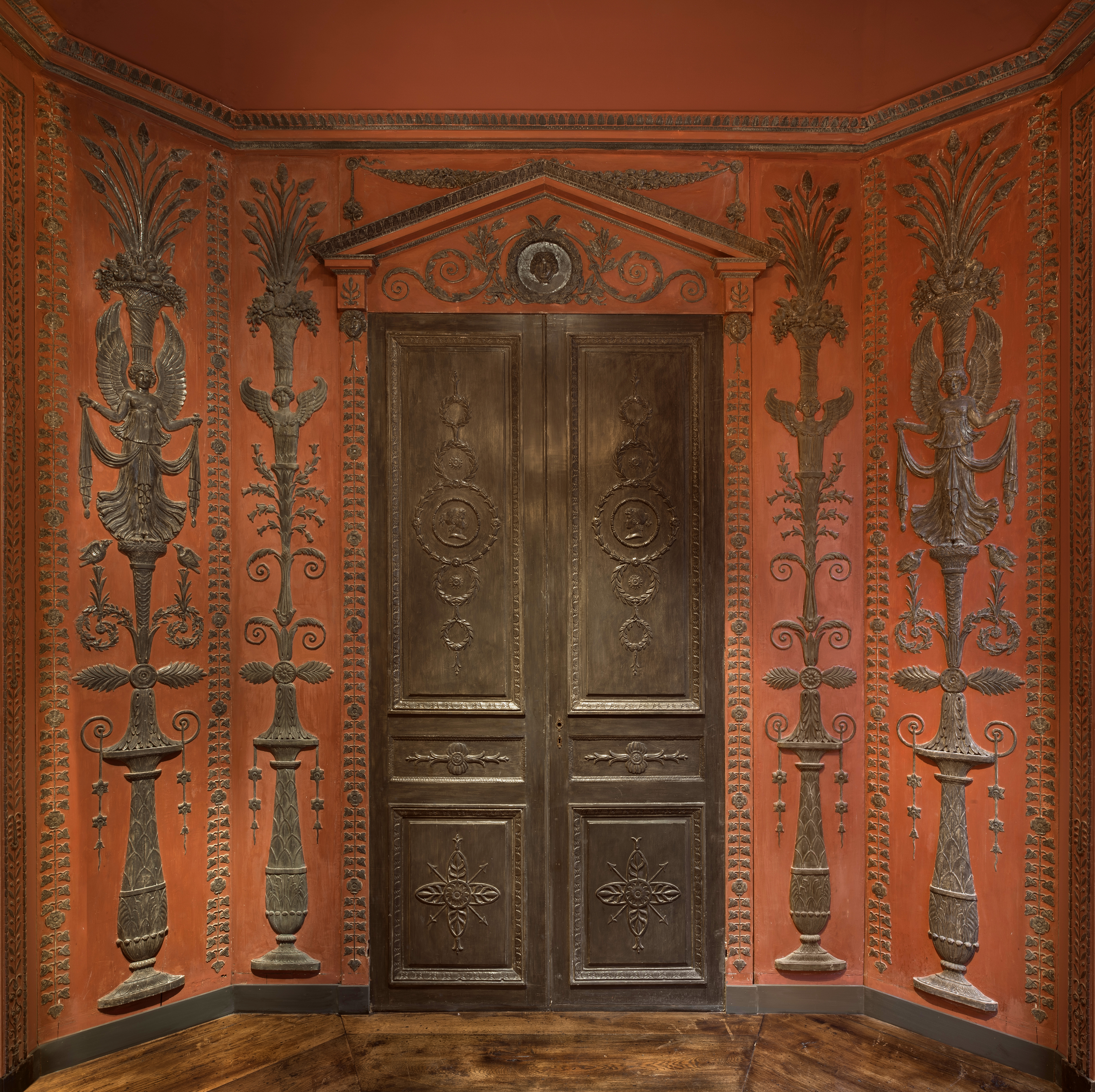 Boiserie Empire Percier & Fontaine rouge et noire Leblond de Saint-Hilaire