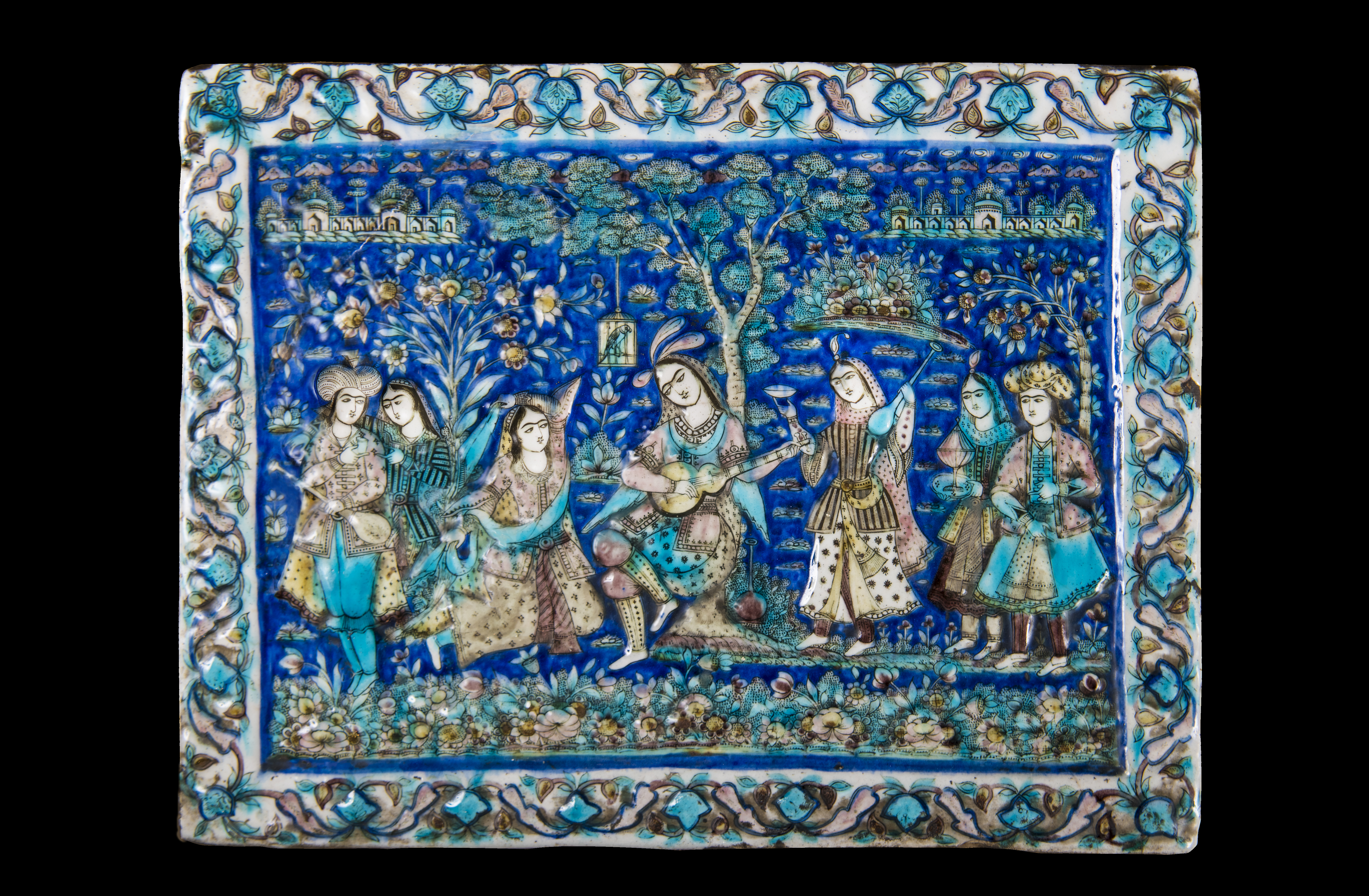 Scène de musiciens et danseurs, Perse, Qadjar