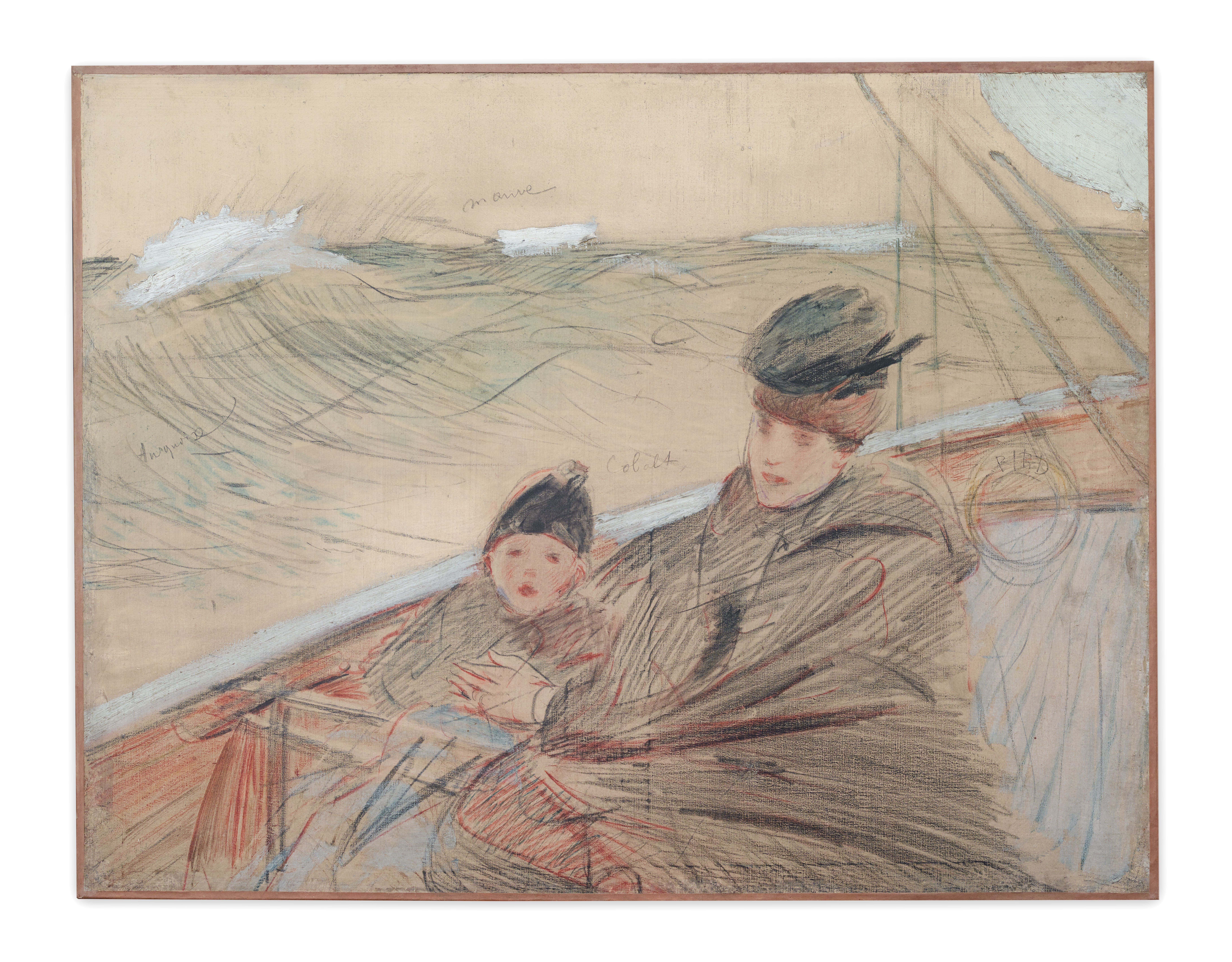 Madame Helleu et son fils sur le bateau