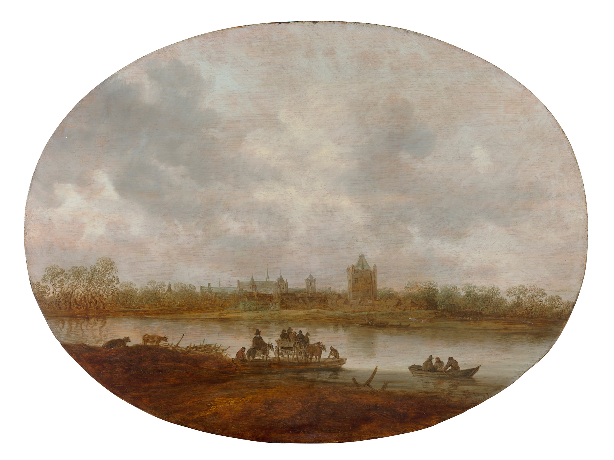 Paysage fluvial avec figures