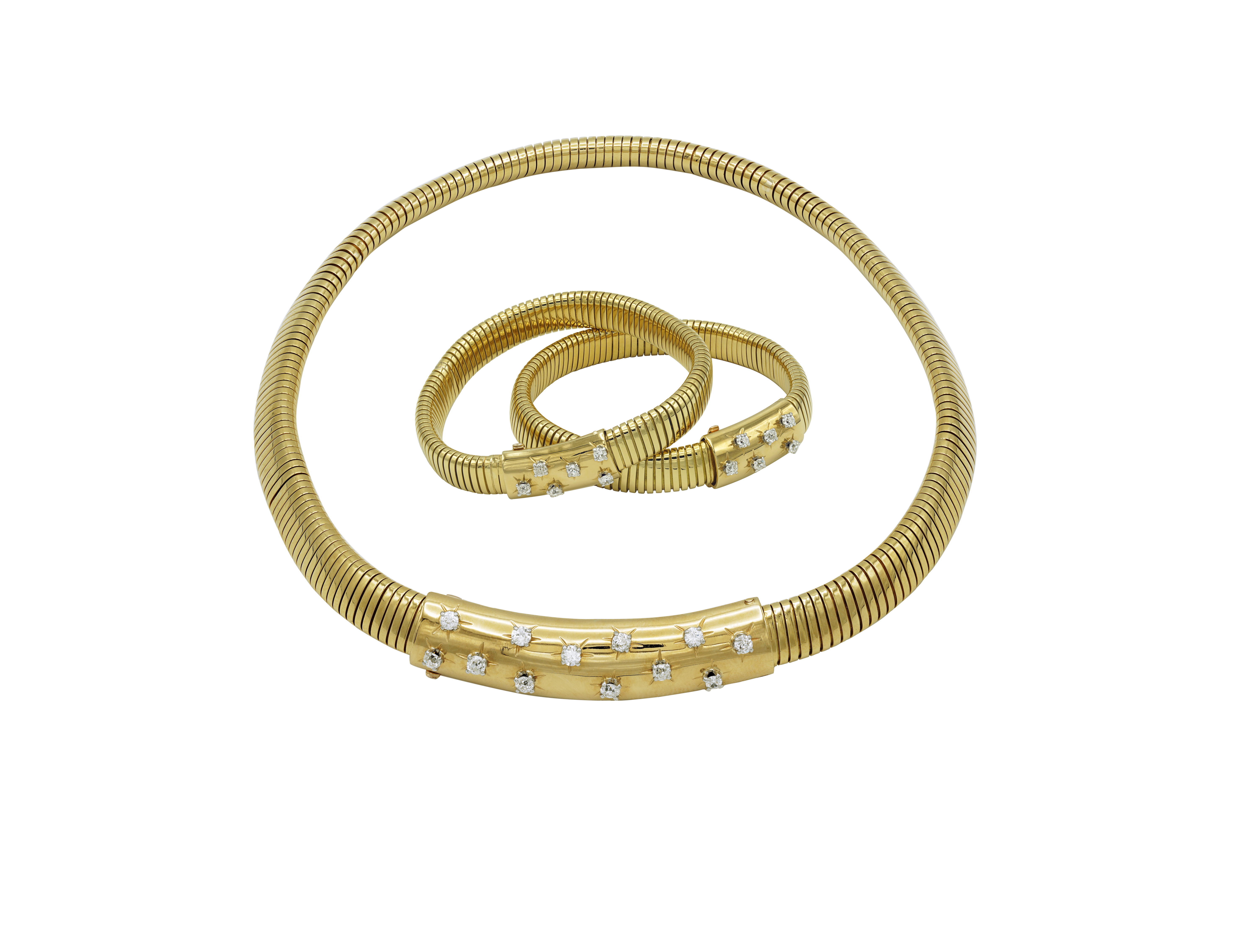 Van Cleef & Arpels set, gold and diamonds.