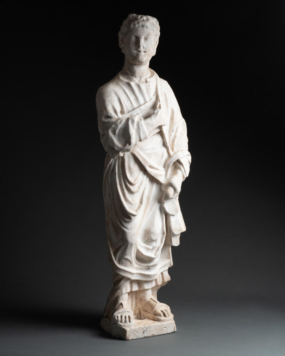 Statuette d'un prophète en marbre, Italie, Florence, Circa 1300-1325