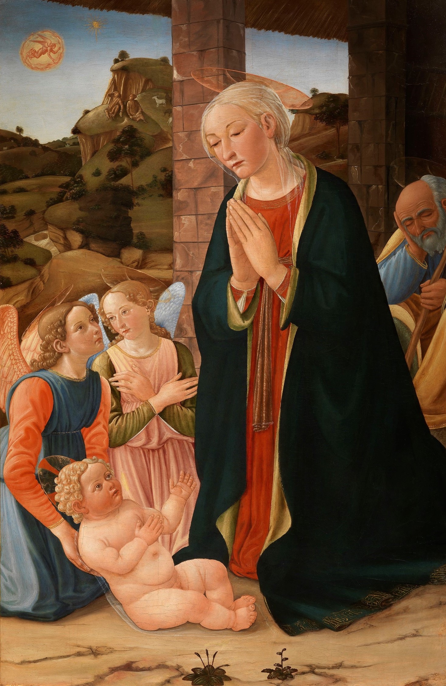 La Vierge adorant l'Enfant, avec saint Joseph et deux anges