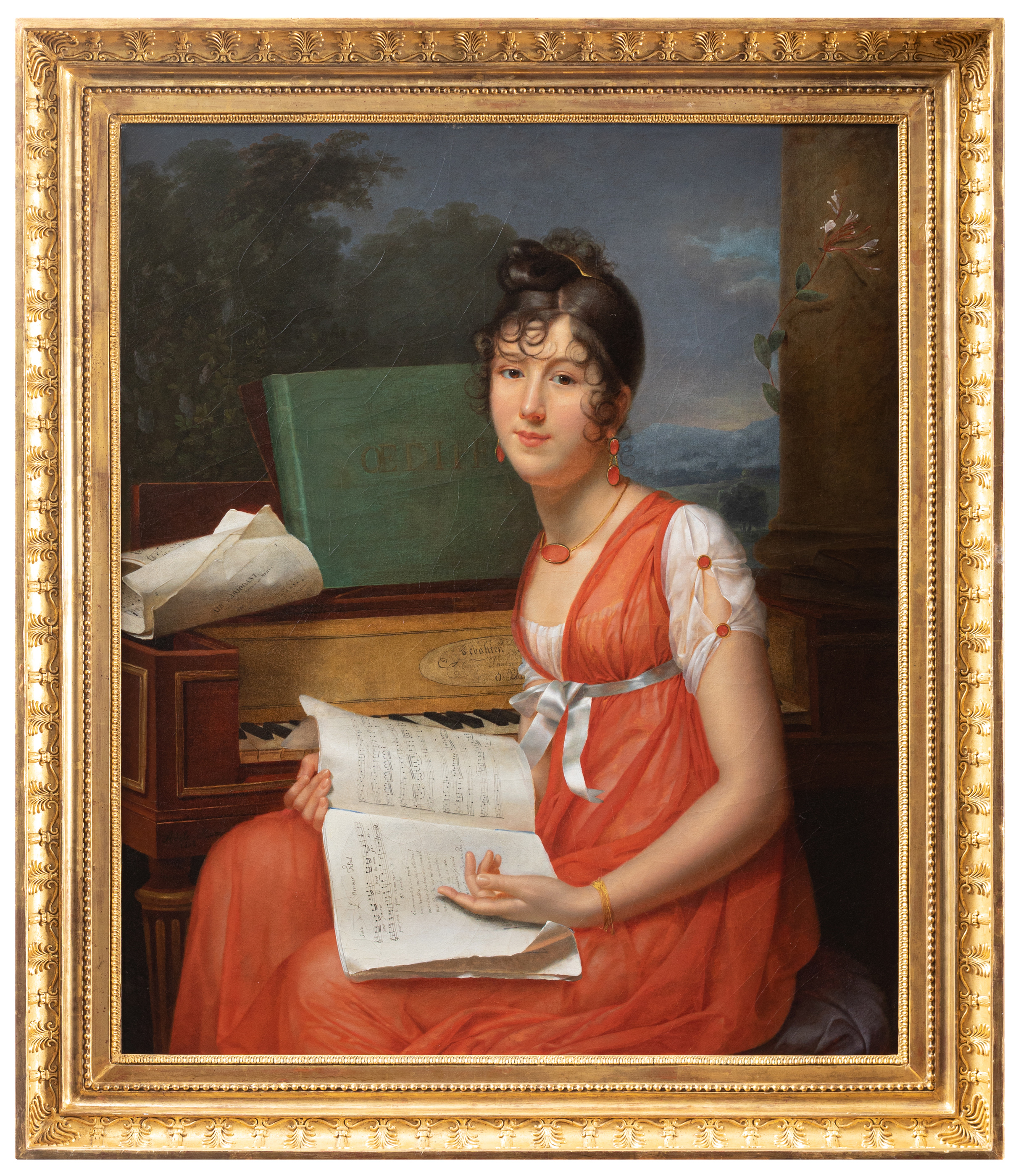 Adèle ROMANY (1769 – 1846), Portrait of a Young Piano Player Holding a Music Score (Miss Thevenet de Montgarrel future wife of Gillet Ducoudray)