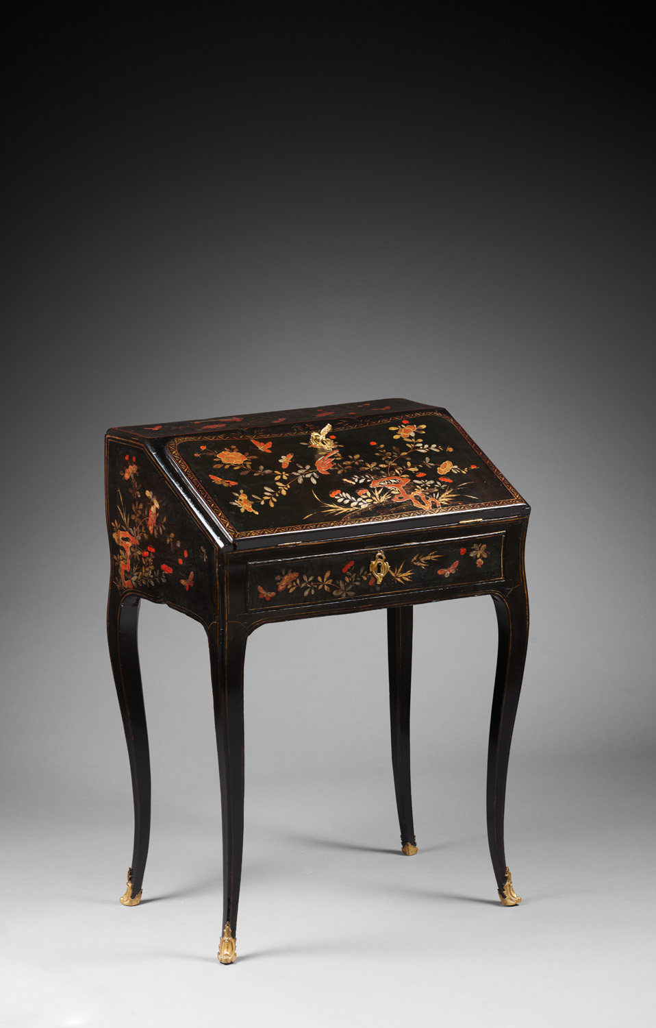 A Louis XV ormolu mounted vernis Martin bureau en pente