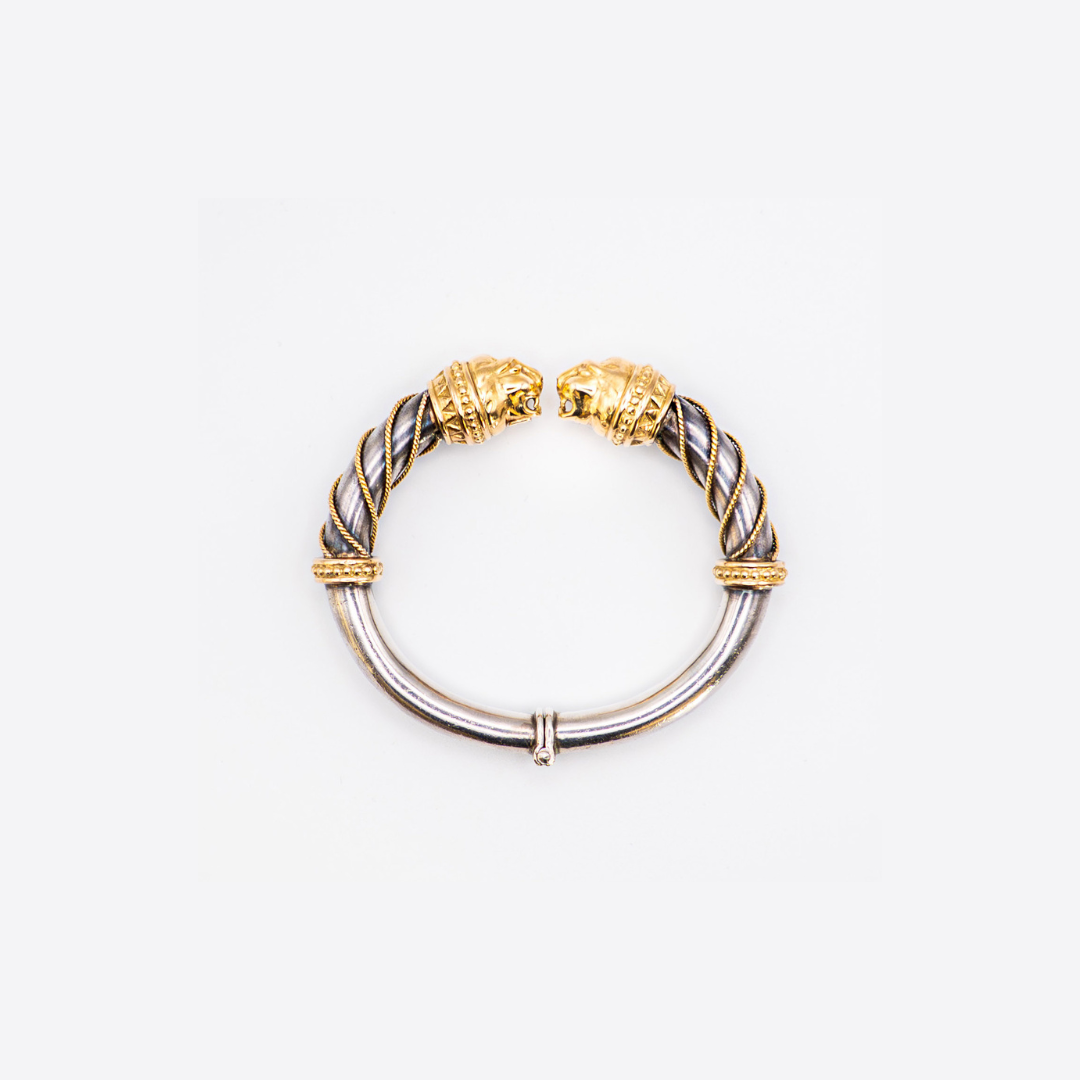 Zolotas, bracelet lions en argent et or