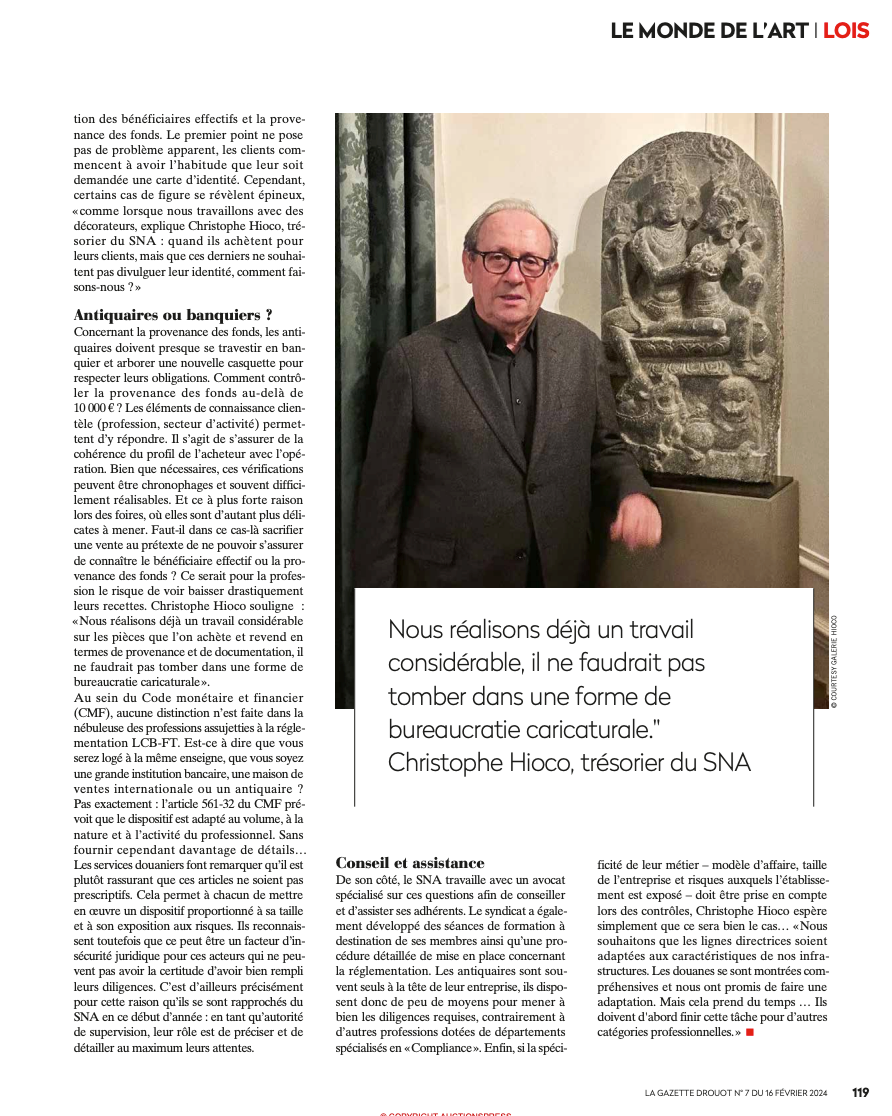 LA GAZETTE DROUOT - Réglementation LCB-FT - un dispositif inapproprié pour les antiquaires ?